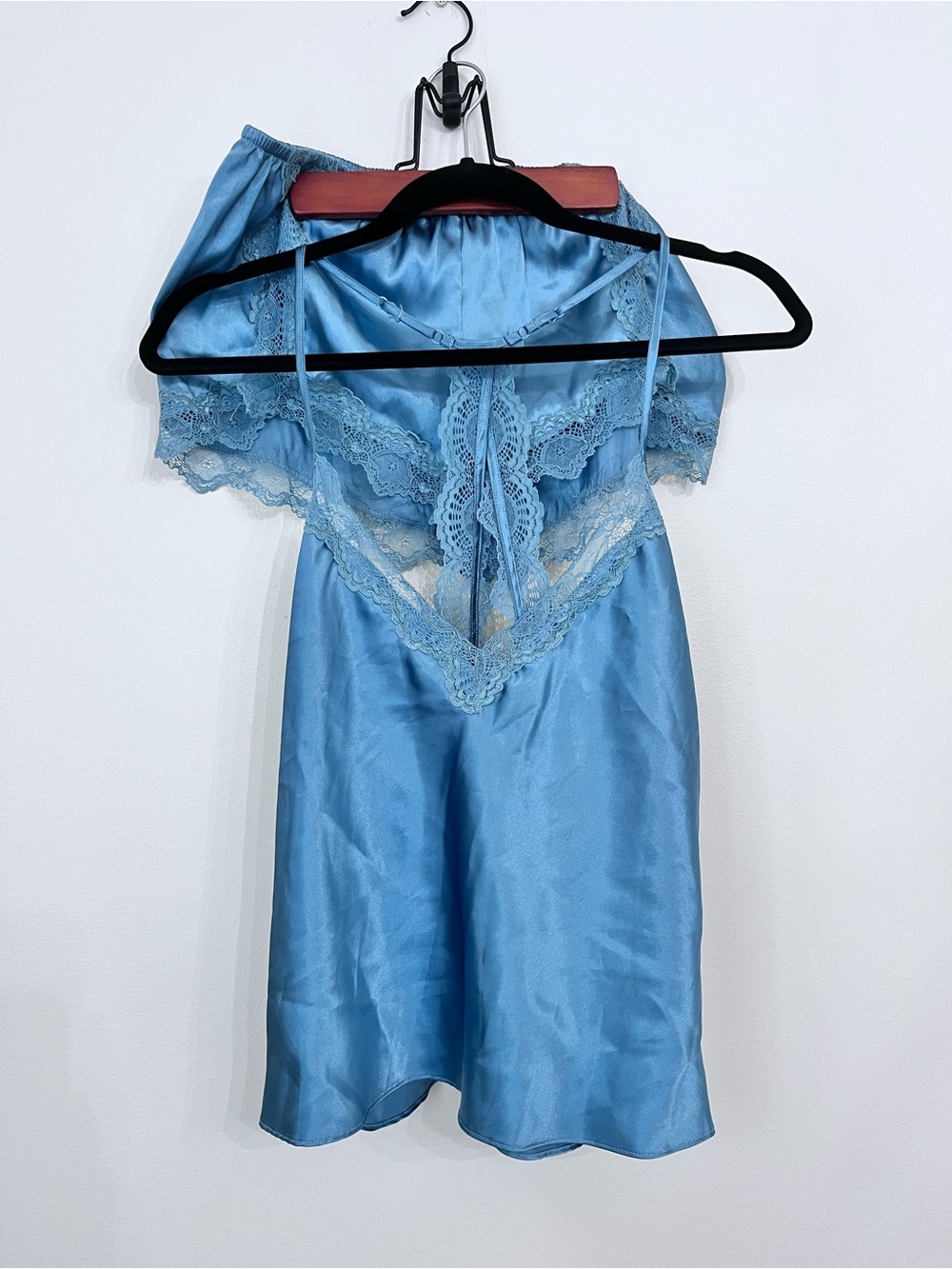 In Bloom by Jonquil Blue Lace-Trim Chemise 2 pc Set Lounge Lingerie Wmn’s S/P